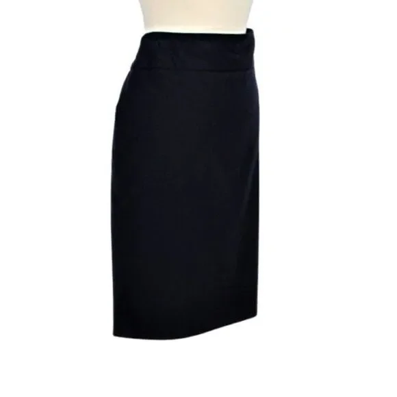 Skirt Straight Pencil Wide Waistband Side Zipper Lined Dark Blue Women's Size 6 - Picture 2 of 6